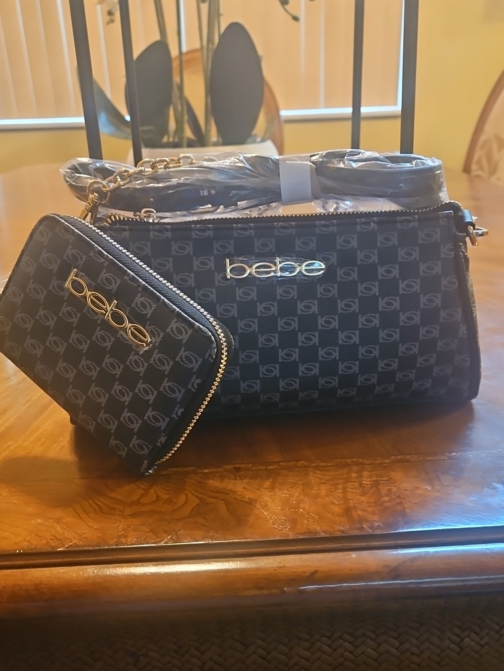 🏷️ NWT Bebe Adela Monogram Baguette Crossbody Bag & Wallet 2-Piece Set